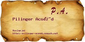 Pilinger Acsád névjegykártya